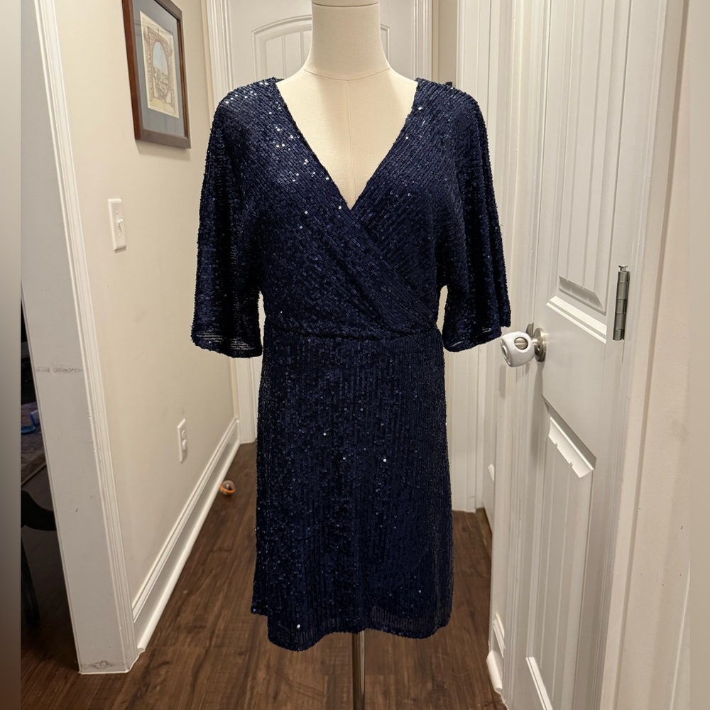 Lulu's Weekender Navy Blue Sequin Mini Dress